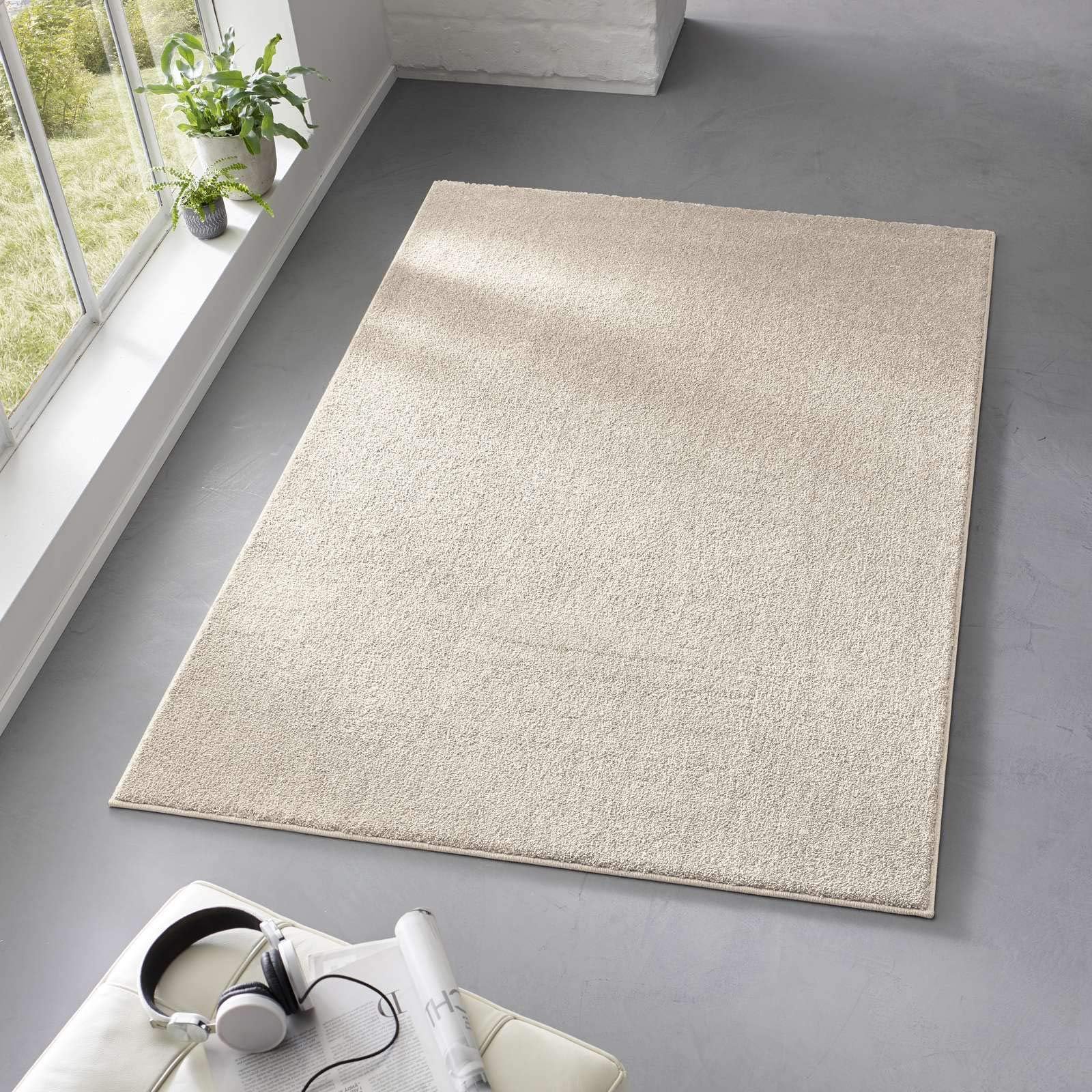 VIMODA Teppich Prime Shaggy Hochflor Langflor Einfarbig Modern Beige ...
